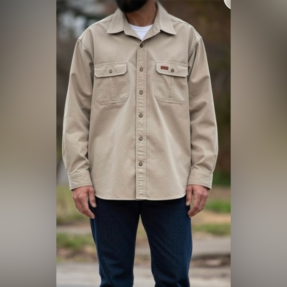 New Carhartt Beige Tan Chambray 100% Cotton Canvas Shirt Overshirt Shacket 2XL